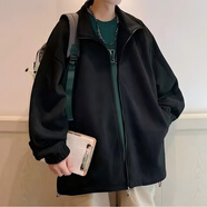 黑盒白麂皮絨外套男秋冬季衣多穿秋冬潮牌美式復(fù)古痞帥簡約夾克男裝聯(lián)名 NJN-MY206黑色 XL