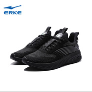 鴻星爾克（ERKE）運動(dòng)鞋男士奇彈科技碳板支撐耐磨回彈休閑鞋百搭潮流防滑跑步鞋 正黑 43