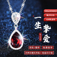 蒂梵思町海洋之心項(xiàng)鏈女鎖骨鏈寶石水晶吊墜高級(jí)感定情信物520禮物送女友 3克拉石榴石吊墜+鉑琻O字鏈