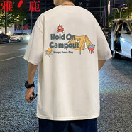 嘻哈街頭美式重磅短袖男夏季新款寬松薄款t恤男士潮流休閑情侶半袖體恤衫 CM184白色 【高品質(zhì)】25 M 80斤-100斤