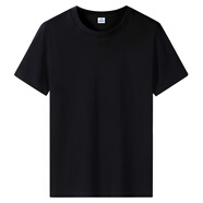 BINYUXD男士短袖T恤新款夏季純色純棉體恤半袖潮流上衣服 黑色 XL (建議135-150斤 )