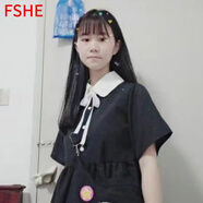 FSHE學(xué)院風(fēng)娃娃領(lǐng)蝴蝶結假兩件連衣裙女學(xué)生韓版收腰超仙中長(cháng)款 白領(lǐng)連衣裙[關(guān)注店鋪  L