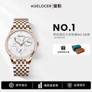 愛(ài)勒  AGELOCER多功能新款商務(wù)名表自動(dòng)機械手表男士原創(chuàng  )品牌十大腕表艾戈勒男表 金白-鋼帶-4101D9 40mm 布達佩斯系列