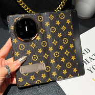 閃森【個(gè)性定制】華為mate X6手機殼電鍍智能休眠翻蓋matex6典藏版手機保護套真皮全包防摔支架高檔 電鍍金色支架翻蓋-五星花-時(shí)尚棕 華為 Mate X6