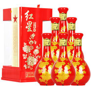 紅星二鍋頭 純糧38度500ml整箱裝百年牡丹瓶婚慶白酒 38度 500mL 6瓶 整箱*裝
