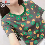 皮爾卡丹（pierre cardin）【1244人收藏】歐貨2025夏季韓版網(wǎng)紅棉質(zhì)t撞色小花寬松顯瘦短袖T 小花朵 S 80-90