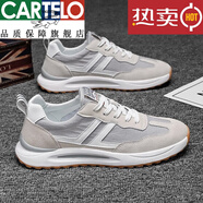 卡帝樂鱷魚（CARTELO）男鞋2025新款夏季透氣薄款休閑運(yùn)動(dòng)板鞋男士百搭冰絲帆布潮 淺灰 41