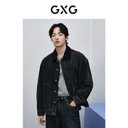 GXG男裝 燈芯絨領(lǐng)口拼接牛仔夾克男設(shè)計感分割線夾克外套24春新品 黑色 L