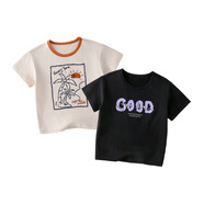 棉花堂【100%棉+抗菌】棉花堂童裝兒童T恤兩件裝女童短袖T男童上衣純棉L 組合三:杏色,黑色 100