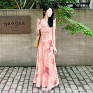 T 天啟世紀法式小飛袖碎花連衣裙子女夏季2025年水墨畫(huà)收腰氣質(zhì)圓領(lǐng)長(cháng)裙 連衣裙【風(fēng)情萬(wàn)種/超好看連衣裙/ M 45/55kg