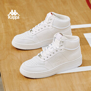 卡帕（Kappa）背靠背高幫板鞋男鞋厚底增高休閑鞋百搭潮流運動(dòng)鞋 經(jīng)典白 35 