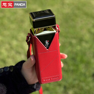 思寶香水瓶保溫杯PANDA高端高顏值便攜精致女神送女朋友禮物水杯方杯 黑曜石【銀】195ml【紅皮套】