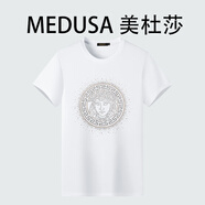 美杜莎高端短袖上衣男士夏季新款高級(jí)感休閑滿天星T恤衫打底衫男51017 白色 薄款 2XL 建議：160-175