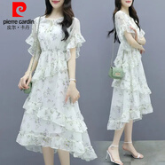 皮爾卡丹（pierre cardin）早春碎花雪紡連衣裙女夏2025新品女裝顯瘦時(shí)尚氣質(zhì)仙女蛋糕裙子 圖片色 蛋糕裙 有內(nèi)襯 L 建議【105-115】