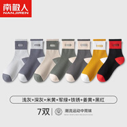 南極人襪子男棉襪舒適吸汗青少年籃球運(yùn)動(dòng)透氣中長(zhǎng)筒襪2025男士襪子新款 混搭A(yù)組 7雙 均碼
