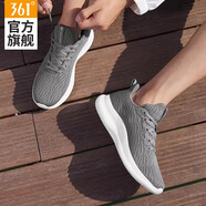 361°男鞋飛織網(wǎng)面運動鞋夏季透氣防滑輕便跑鞋軟底減震跑步鞋休閑鞋男 宇宙灰/361度白 44