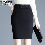 啄木鳥(niǎo)2025新款女裝職業(yè)包裙一步裙短裙高腰修身打底彈力包臀裙半身裙 黑色（無(wú)里襯） XL (110-119斤可穿)