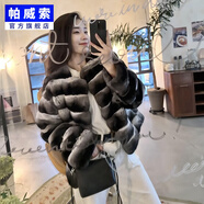 帕威索高定貴族2025冬新款氣質(zhì)名媛青紫藍龍貓環(huán)保皮草獺兔毛外套 黑灰色-官方旗艦正品新品 105-120斤 M