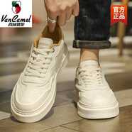 西域駱駝男鞋2025春季鞋子百搭感男士休閑板鞋男款真皮運動(dòng)小白鞋 米色【潮流款】-駱駝官方品牌官 39 收藏加購 現貨立發(fā)