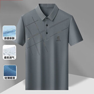 俞兆林（YUZHAOLIN）爸爸父親節冰感透氣男士短袖T恤衫夏季爸爸裝薄款冰絲P父親節禮物 AG灰色【冰絲涼感】 M 165/105 建議80-110斤