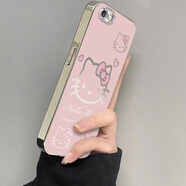 妙之選適用蘋果6s/7/8plus手機殼新款iPhoneXSmax防摔16電鍍銀SE4軟硅膠11pro全包12/13套i14P粉色kt貓ip 電鍍銀框【粉色kt貓】+屏幕膜+液態(tài)手繩 iPhone:6