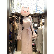 云拿月2025時(shí)尚新款胖mm御姐風(fēng)氣質(zhì)鑲鉆蕾絲連衣裙女秋冬收腰魚(yú)尾長(cháng)裙 粉色連衣裙 S