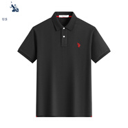U.S. POLO ASSN.短袖POLO衫男士青年保羅商務(wù)休閑翻領(lǐng)男裝上衣T恤短袖男夏季黑XL
