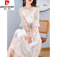 皮爾卡丹（pierre cardin）素訂女裝原創(chuàng  )品牌原創(chuàng  )店2025夏季新款寬松優(yōu)雅刺繡 粉花 M 建議105斤以下