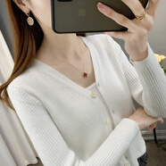 皮爾卡丹（pierre cardin）2025新款針織開(kāi)衫女春秋外搭寬松短款毛衣外套百搭上衣小披肩 白色今年流行的輕奢品牌 M 70-90