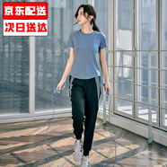 朵梵蓮運(yùn)動(dòng)套裝女春夏季寬松顯瘦瑜伽服女套裝長(zhǎng)袖健身房跑步健身服透氣 【兩件套】藍(lán)色短袖+藍(lán)邊長(zhǎng)褲 3XL 144-160斤