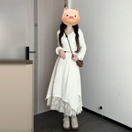 FSHE設(shè)計(jì)感法式白色連衣裙女春秋季2025新款顯瘦配大衣內(nèi)搭打底長(zhǎng)裙 【白色】不含腰帶【連衣裙/裙子/ L 55/60kg