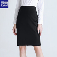羅蒙（ROMON）黑色a字半身裙女西裝中長款秋季藏青職業(yè)工作群正裝面試套裝裙子 黑色包臀裙 L