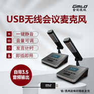 Gmtd 金邁視頻會(huì)議麥克風(fēng)無(wú)線話筒電腦USB專業(yè)遠(yuǎn)距離收音鵝頸臺(tái)式方管短桿電容麥網(wǎng)絡(luò)教學(xué)考研面試 GM-S602一拖二