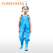 接運(yùn)貓兒童下水褲雨褲連體雨鞋寶寶摸魚(yú)撈魚(yú)趕海玩水衣服防水裝備 兒童背帶褲-藍(lán)色 28碼(鞋內(nèi)長(zhǎng)18cm)