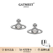 GATMEET珍珠項鏈回形針土星歐陽娜娜明星同款情人節(jié)520禮物送女友老婆 銀色土星水鉆耳釘