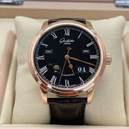 【二手99新】Glashütte Original格拉蘇蒂偏心系大日歷金表機械瑞表二手男士腕表 42MM黑盤(pán)玫瑰金月份星期05-05