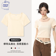 JEANSWEST CLUB真維斯方領(lǐng)短袖T恤女短款ins緊身夏季2025新款露臍顯瘦辣妹上衣