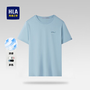 海瀾之家（HLA）短袖T恤男新款涼感透氣舒適簡(jiǎn)約圓領(lǐng)短t恤男基礎(chǔ)打底衫半袖上衣男 藍(lán)灰U8 (涼感/抑菌/防螨) L 175/92A