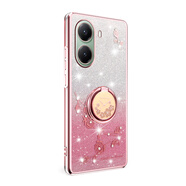羅璐鷗紅米Turbo4手機殼女款軟殼硅膠殼小米Redmi turbo4外殼支架全包防摔保護套水鉆漸變閃粉電鍍保護殼 【漸變玫瑰金】+指環(huán)支架+全屏鋼化膜 紅米Turbo4