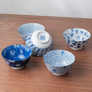 美濃燒（Mino Yaki） 日本進(jìn)口 古染釉下彩復古5英寸飯碗家用陶瓷飯碗 古紋春秋紋(單個(gè))