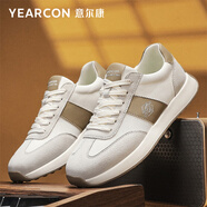 意爾康男鞋2025新款網(wǎng)面透氣運動(dòng)休閑鞋男款輕便百搭防滑耐磨跑步鞋子男 米白/淺棕 39 (245mm)