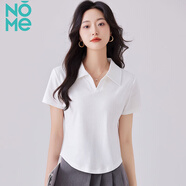 NOME短袖t恤女夏季新款收腰翻領(lǐng)弧形下擺半袖polo衫上衣 白色 M 