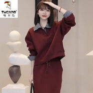 啄木鳥(niǎo)時(shí)尚休閑套裝女春秋季加厚拼接衛衣新款半身裙顯瘦氣質(zhì)兩件·套 紅色套裝不加絨 S 建議100斤以?xún)?
                                         title=