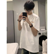 歌樸偉美式正肩純棉重磅短袖t恤男夏季寬松潮流五分半袖高街打底體恤衫 TAT白色 (220克純棉) L