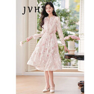 JVH香港潮牌沙灘碎花連衣裙女 2025春季新款收腰顯瘦系帶度假長裙子 碎花中長裙 XL