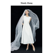 Mandy Zhang白月光裙釘珠白色連衣裙女氣質(zhì)訂婚輕禮服長款背心裙子 月光女神 L