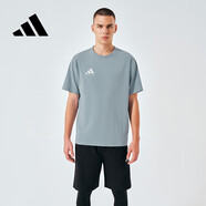 阿迪達(dá)斯 （adidas）t恤男夏季運(yùn)動透氣輕薄寬松棉短袖 霧霾藍(lán)/白 3XL 