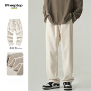 MMOPTOP潮牌燈芯絨褲子男春夏季日系復(fù)古寬松垂感直筒休閑褲8302米白M