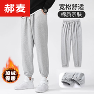 郝麥休閑運動(dòng)褲子男夏季男士衛束腳春秋九分褲哈倫加絨冬季長(cháng)褲子男 灰色2057(加絨） XL