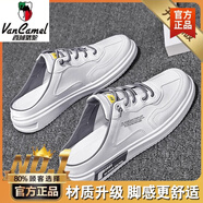 西域駱駝帆布鞋男夏季2025夏季休閑低幫懶人一腳蹬半拖無(wú)后跟平底潮鞋 蘭色【升級款】-駱駝官方品牌官 39